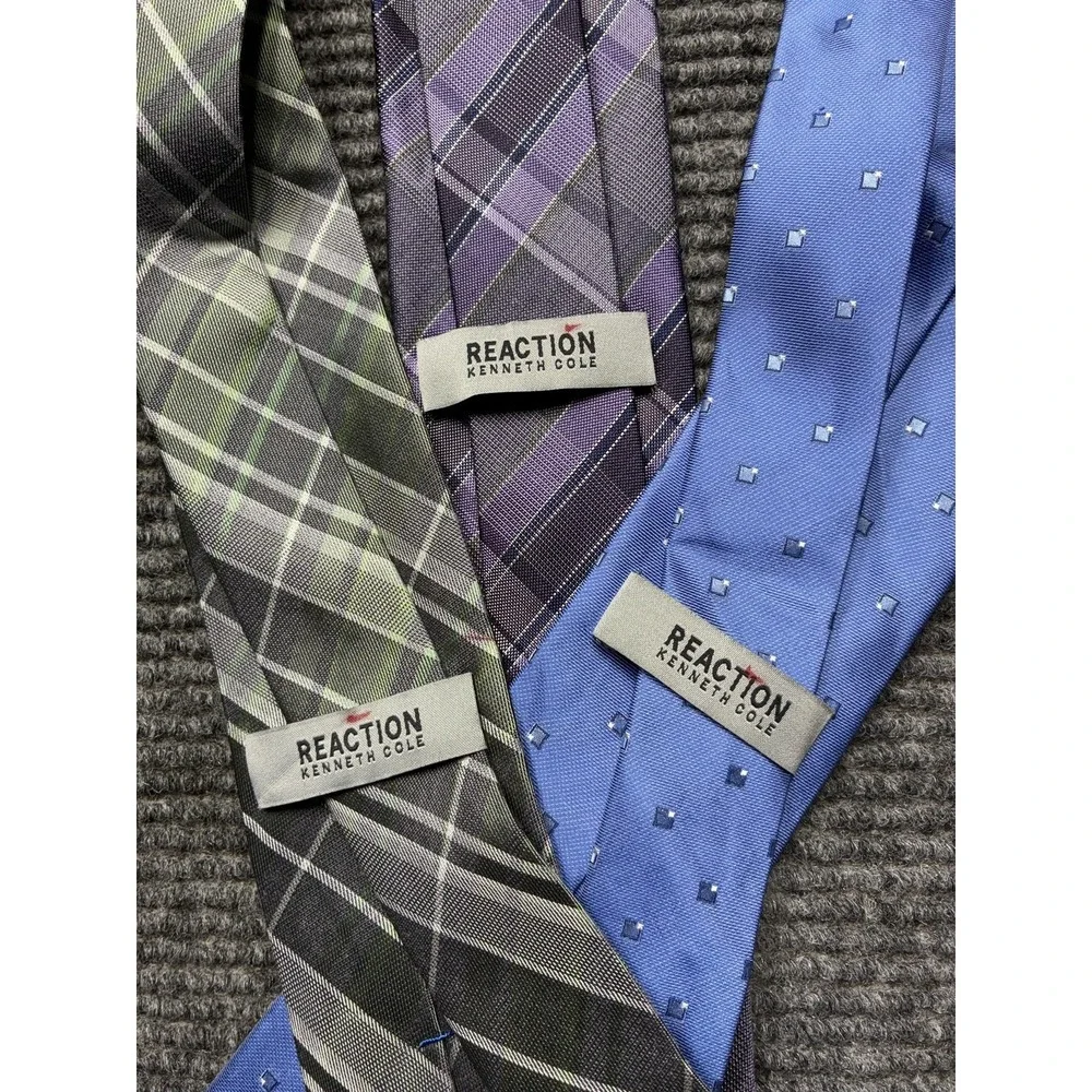 Reaction Kenneth Cole Silk‎ Blend Tie Mens OS Multicolor Plaid Set Of 3 Necktie